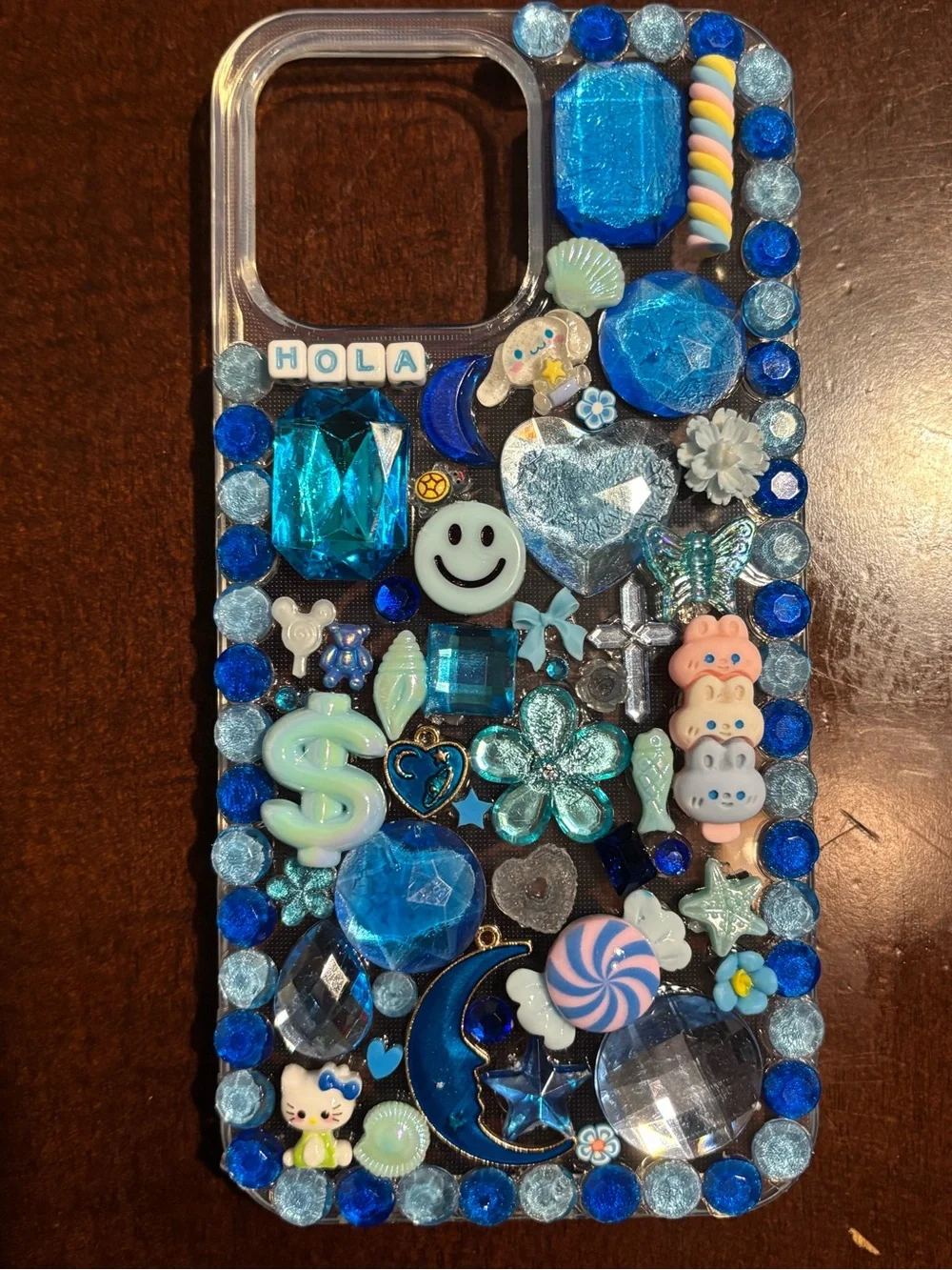 Apple Clear Phone Case with Lime Green Glitter Charms
